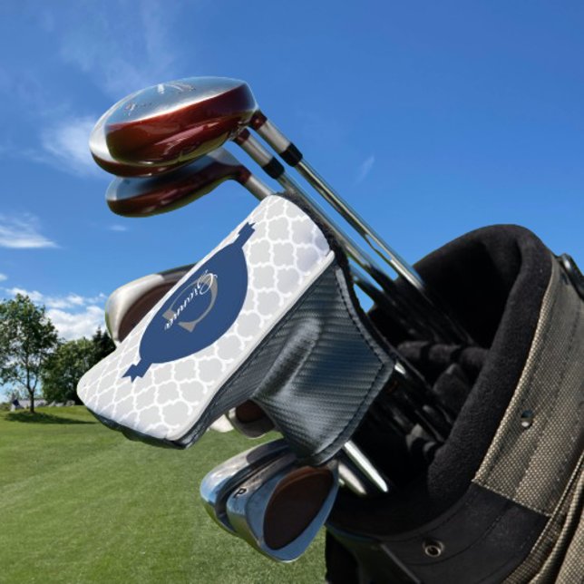 Blue Quatrefoil Personalised Golf Head Cover (Blue Quatrefoil Personalized Golf Head Cover)