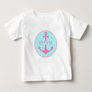 Blue Quatrefoil + Pink Anchor Tutu Bodysuit