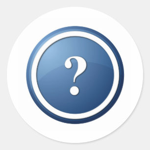 blue question mark round button classic round sticker