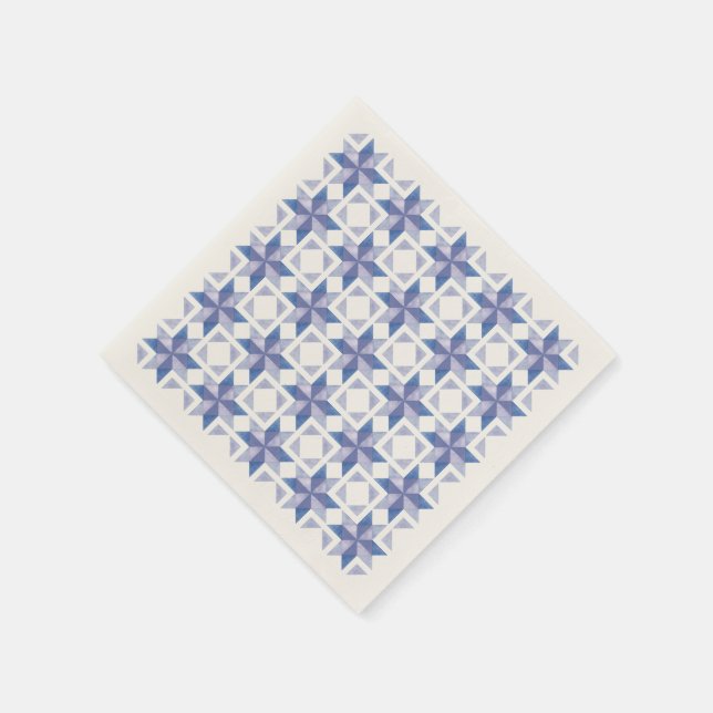Blue Quilt Block Paper Napkin (Corner)