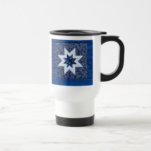 blue quilt star commuter mug (Right)