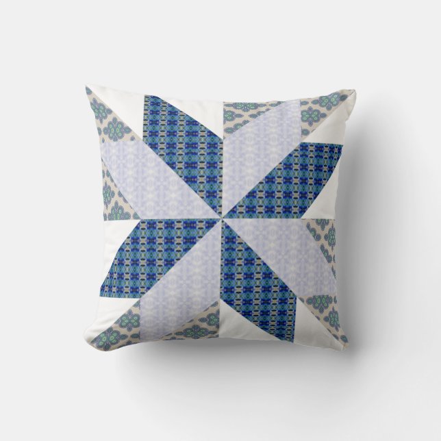 Blue Quilt Style Pillow (Front)