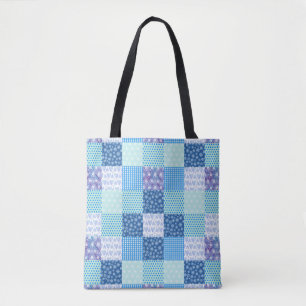 Blue Quilt Winter Patterns Design Tote Bag