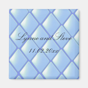 Blue Quilted Diamond Save the Date Magnet