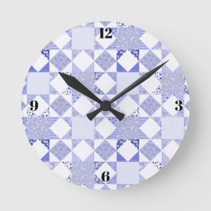 Blue quilting clock minimalist sewing room decor