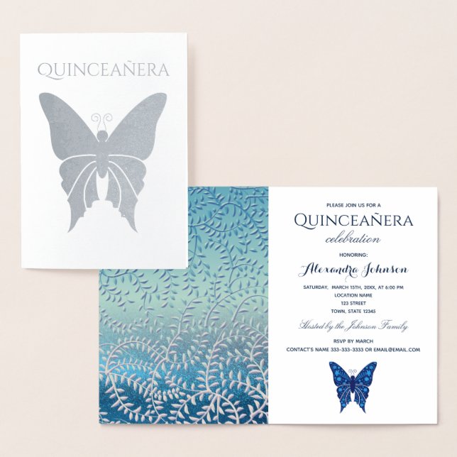 Blue Quinceanera Birthday Invitation (Display)