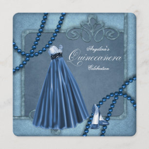 Blue Quinceanera Invitation