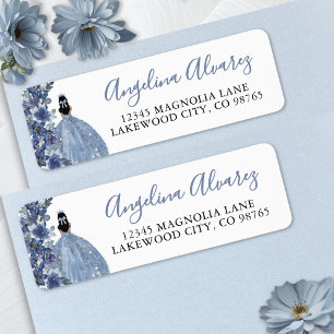 Blue Quinceanera Return Address Label