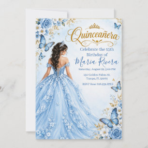 Blue Quinceañera Sweet 15 Invitation