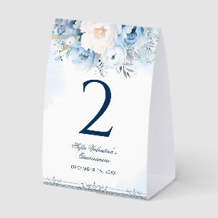 Blue Quinceañera Table numbers Paper Table Tent