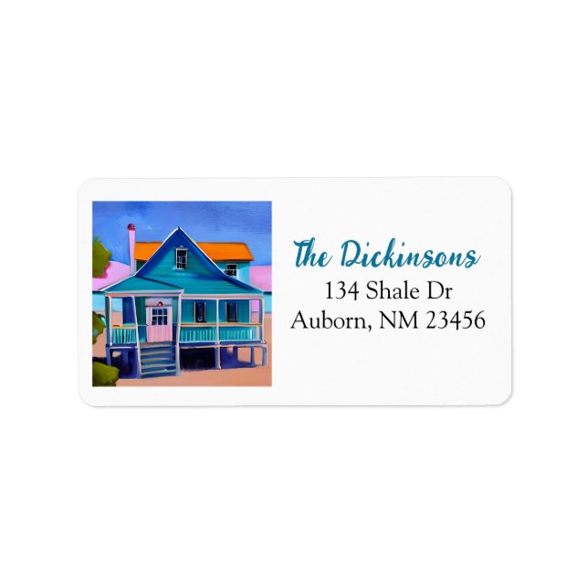 Blue Quirky Beach House  Label (Front)