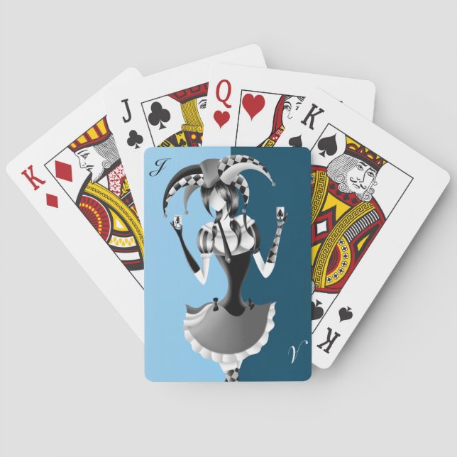 Blue Quirky Jester Playing Cards (Back)