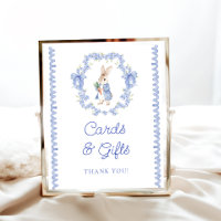Blue Rabbit Boy Baby Shower Cards and Gifts