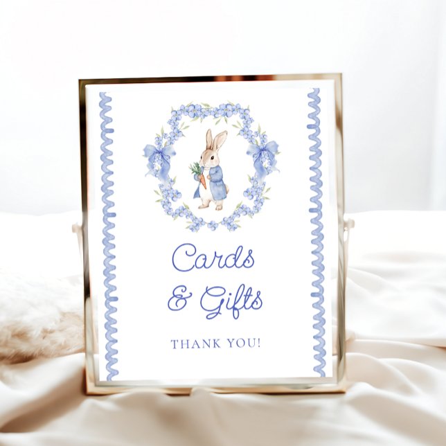 Blue Rabbit Boy Baby Shower Cards and Gifts Poster (Creator Uploaded)