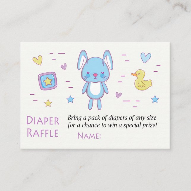 Blue rabbit Diaper Raffle Tickets (Front)