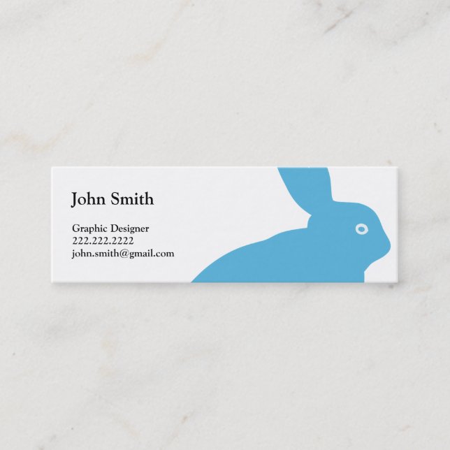 Blue Rabbit Graphic Designer Mini Business Card (Front)