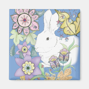Blue Rabbit Magnet (square)