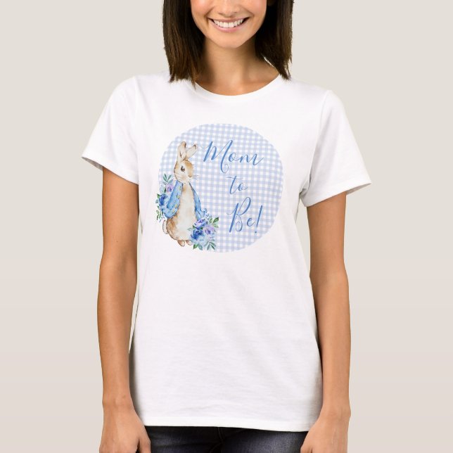 Blue Rabbit Plaid Mum-to-Be T-Shirt (Front)