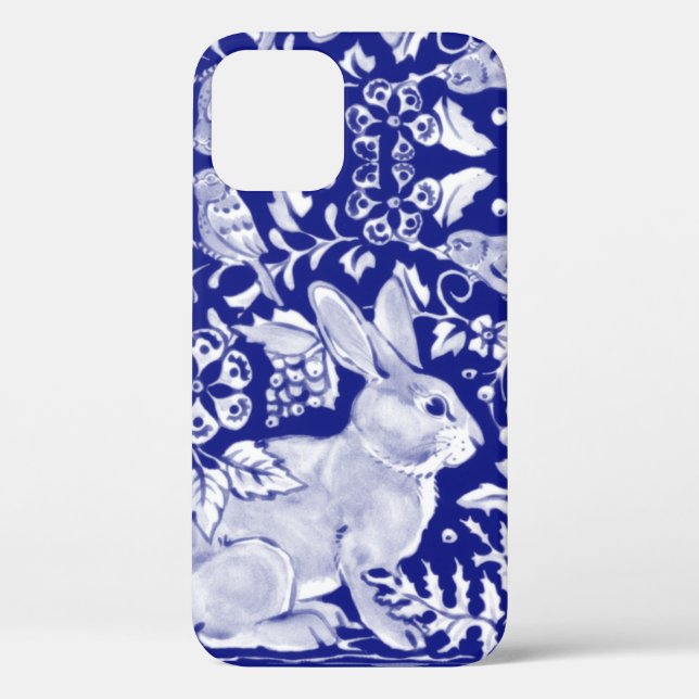 Blue Rabbit Tile Art Unique Woodland Animal Delft Case-Mate iPhone Case (Back)