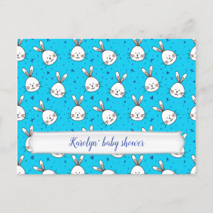 blue rabbits announcement postcard