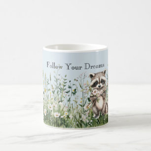 Blue Raccoon Floral Dreams Coffee Mug