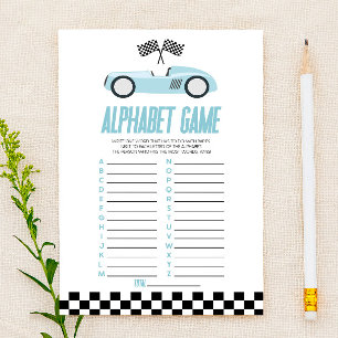 Blue Race Car Alphabet Baby Shower Game