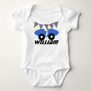 Blue Race Car Baby Bodysuit