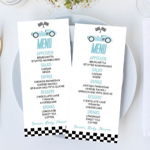 Blue Race Car Baby Shower Food Menu