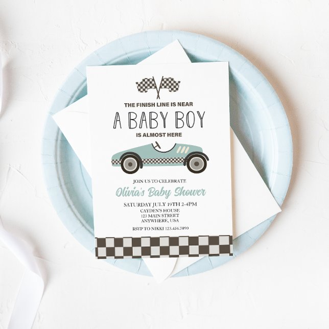blue Race Car Baby Shower Invitation (Creator Uploaded)