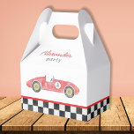 Blue race car birthday favour box<br><div class="desc">Blue watercolor vintage race car</div>