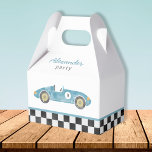Blue race car birthday favour box<br><div class="desc">Blue watercolor vintage race car</div>