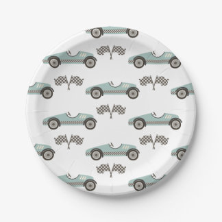 blue Race Car Birthday Paper Plates