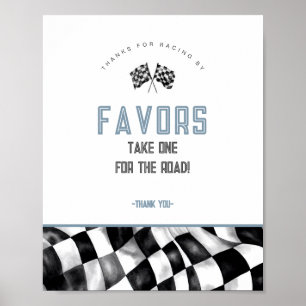 Blue Race Car Birthday Party Favours Sign