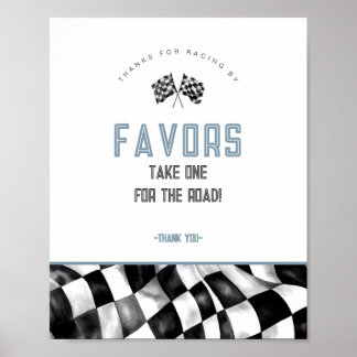 Blue Race Car Birthday Party Favours Sign