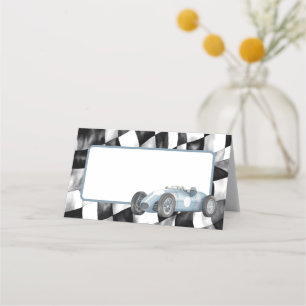 Blue Race Car Birthday Party Place Card