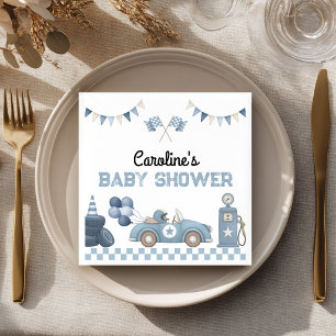 Blue Race Car Boy Baby Shower Napkins
