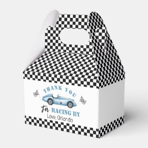 Blue race car Boy racing birthday thank you Favour Box