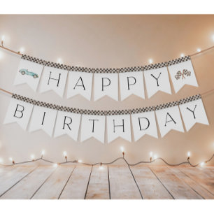 Blue Race Car Bunting Flags