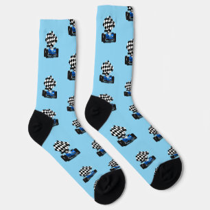 Blue Race Car - Chequered Flag Sports Socks