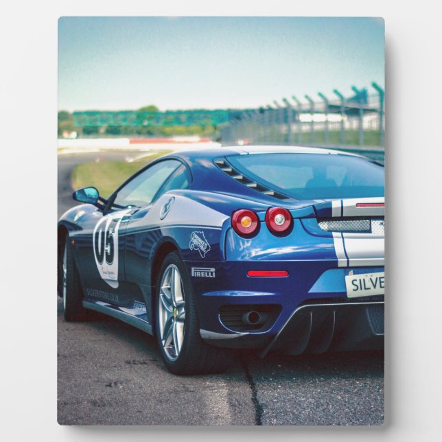 Blue Race Car Plaque (Front)