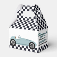 Blue Race Car Racing Birthday Party Chequered