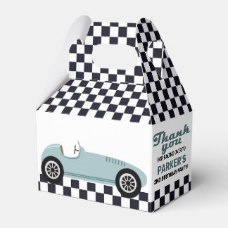 Blue Race Car Racing Birthday Party Chequered Favour Box