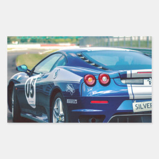 Blue Race Car Rectangular Sticker