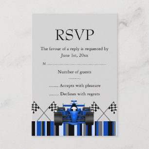 Blue Race Car RSVP Card