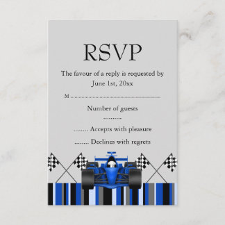 Blue Race Car RSVP Card