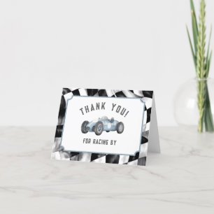 Blue Race Car Thank You Card Birthday Party