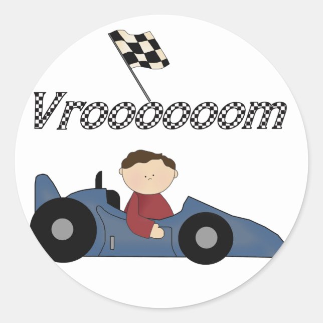 Blue Race Car Tshirts and Gifts Classic Round Sticker (Front)