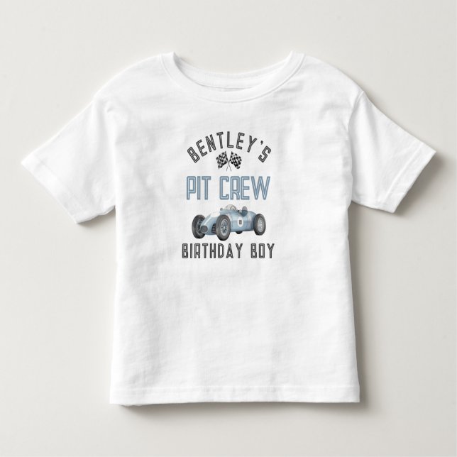 Blue Race Car Two Fast Birthday Boy Shirt (Front)