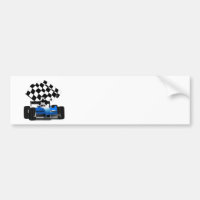 Blue Race Car with Chequered Flag