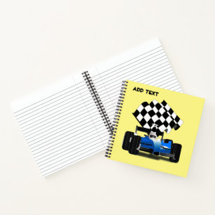 Blue Race Car with Chequered Flag Notebook